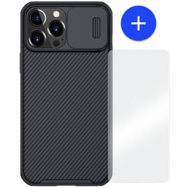 iPhone 13 Pro Hoesje Zwart met Camera bescherming - Nillkin (CamShield Serie)