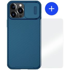 iPhone 13 Pro Max Hoesje Blauw met Camera bescherming - Nillkin (CamShield Serie)